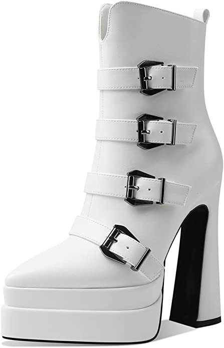 Strapped Platform High Heeled Boot
